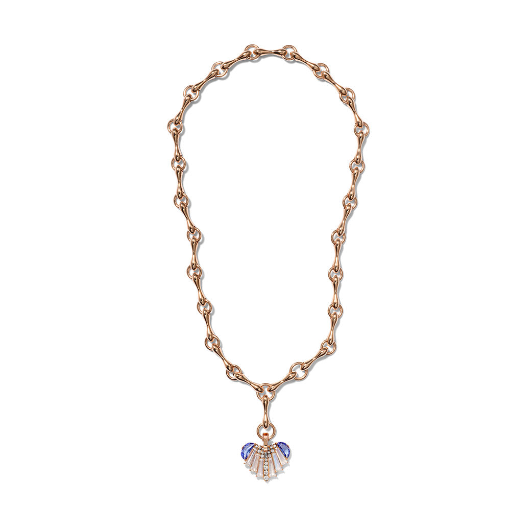 Melodeon Heart Pendant - Rainbow Moonstone, Tanzanite