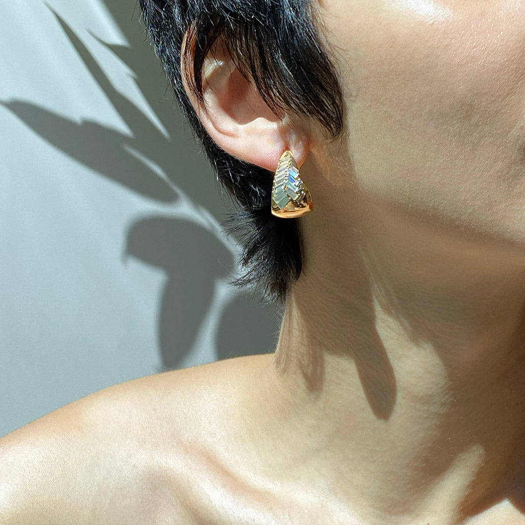 Herringbone Hoops - Blue Peruvian Opal, Aquamarine & Ethiopian Opal