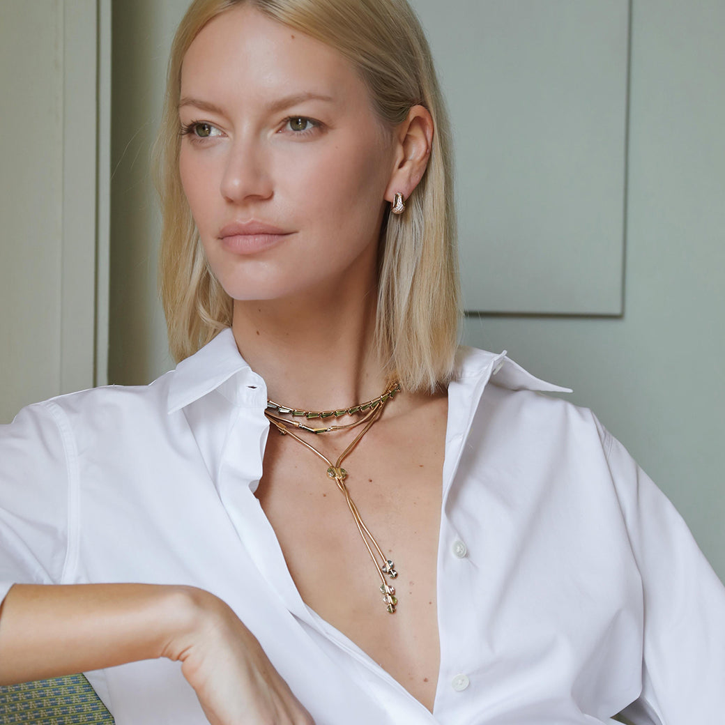 Lily Pad Bolo Necklace - Bi-Color Tourmaline