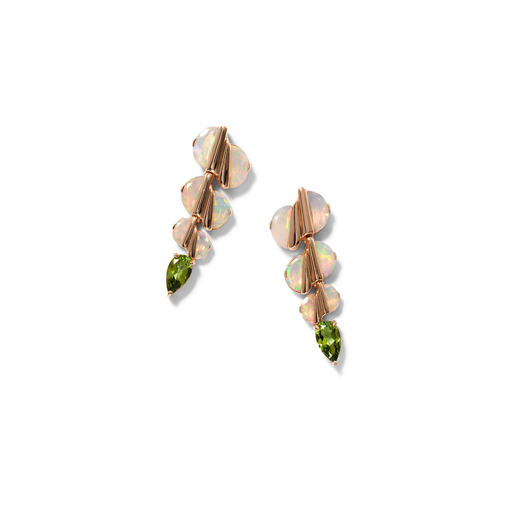 Lily Pad Drops - Ethiopian Opal & Green Tourmaline