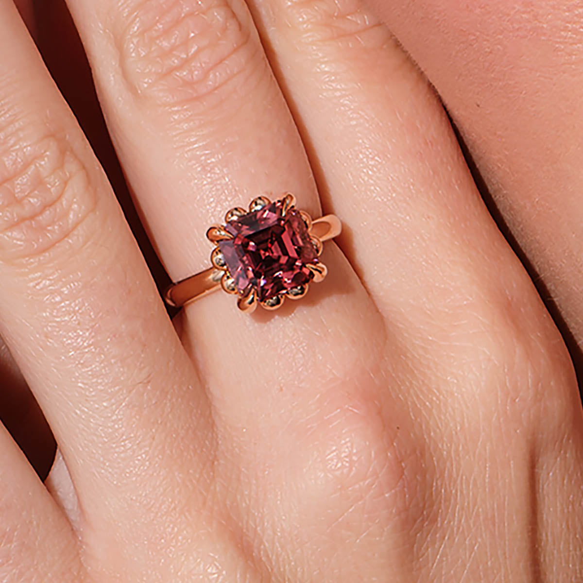 Lotus Flower Solitaire - Rose Zircon