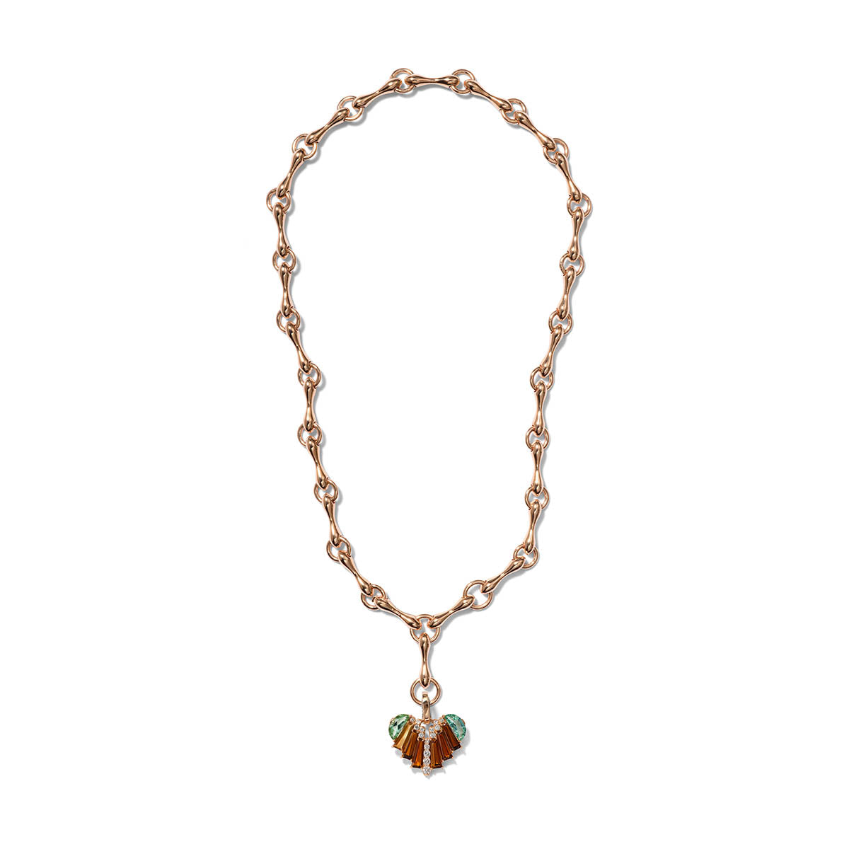 Melodeon Heart Pendant - Emerald Blue & Amber Tourmalines