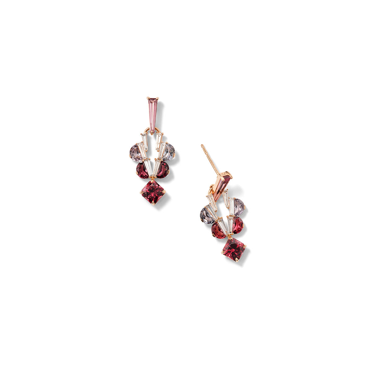 Mini Tuxedo Earrings - Rhodolite and Spinel
