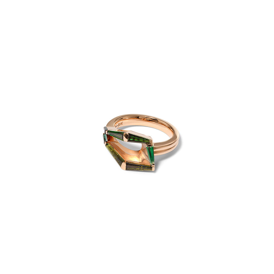 Mini Fold-Over Mosaic Ring - Chrome Tourmaline