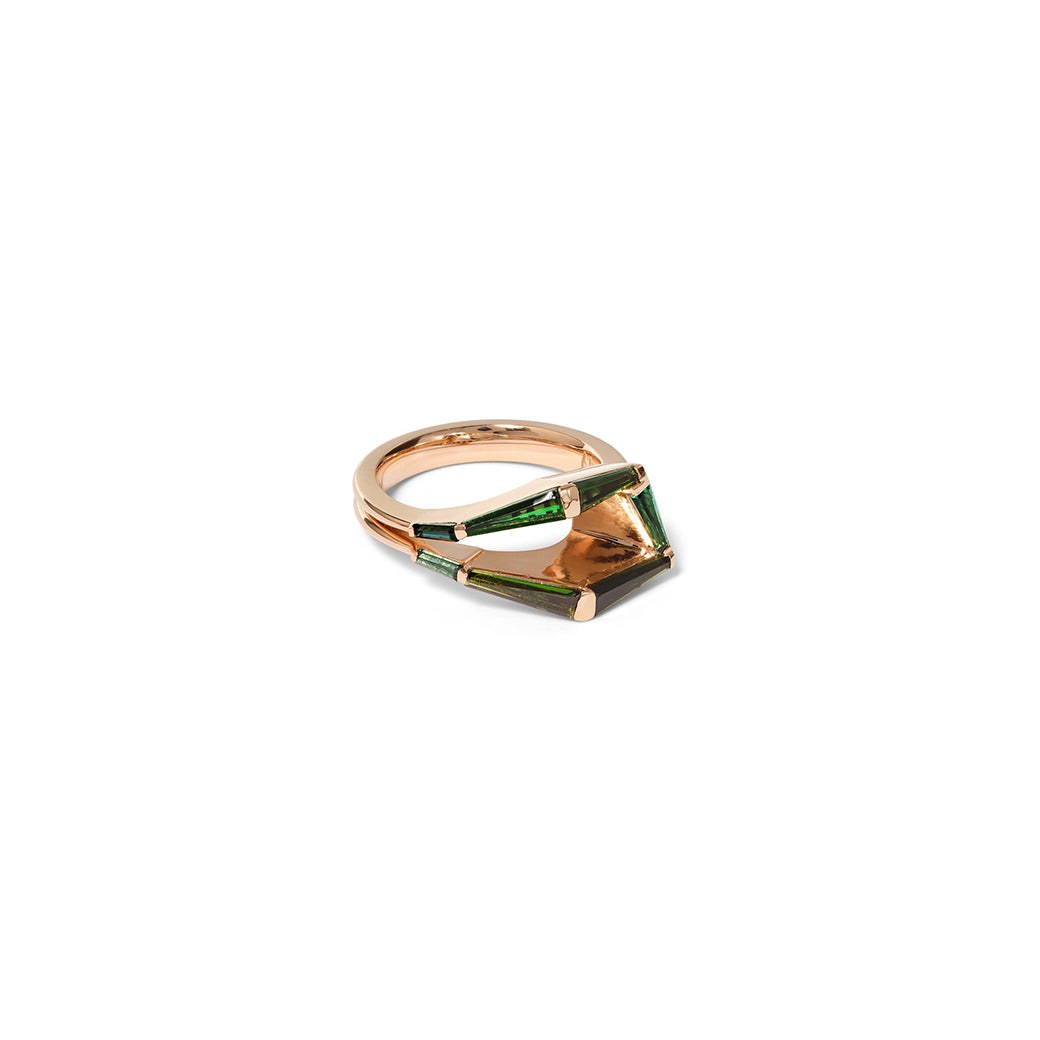 Mini Fold-Over Mosaic Ring - Chrome Tourmaline