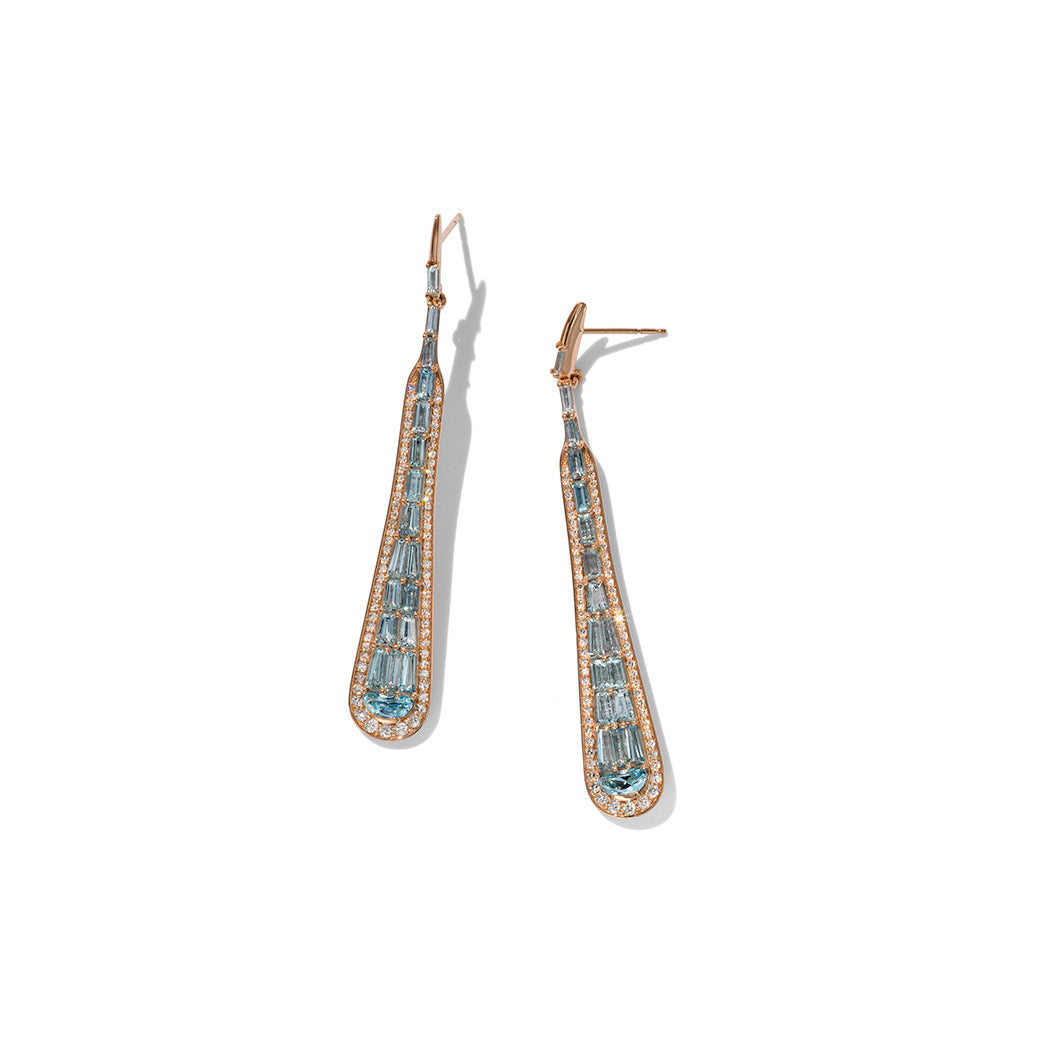 Large Oar Earrings - Aquamarine