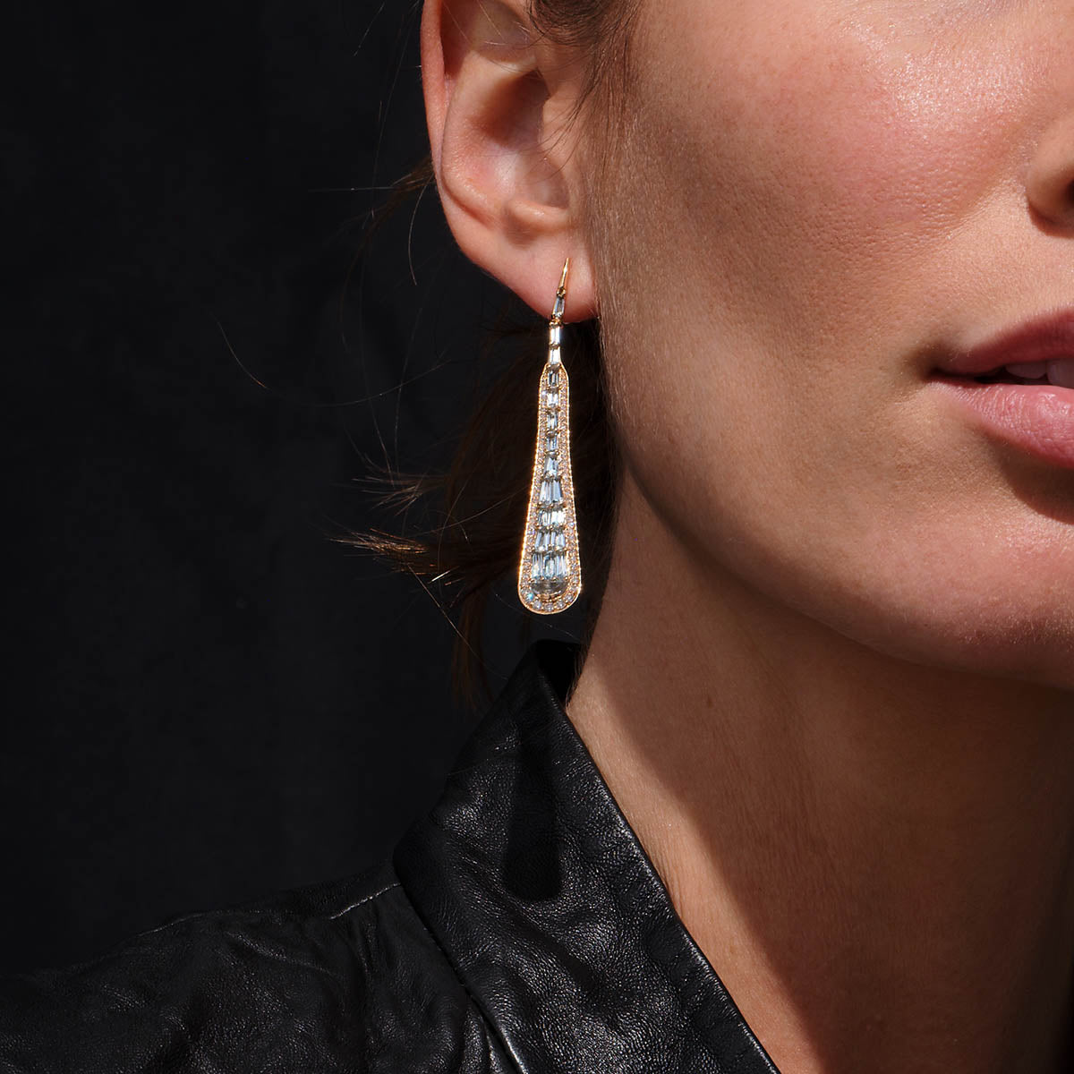 Large Oar Earrings - Aquamarine