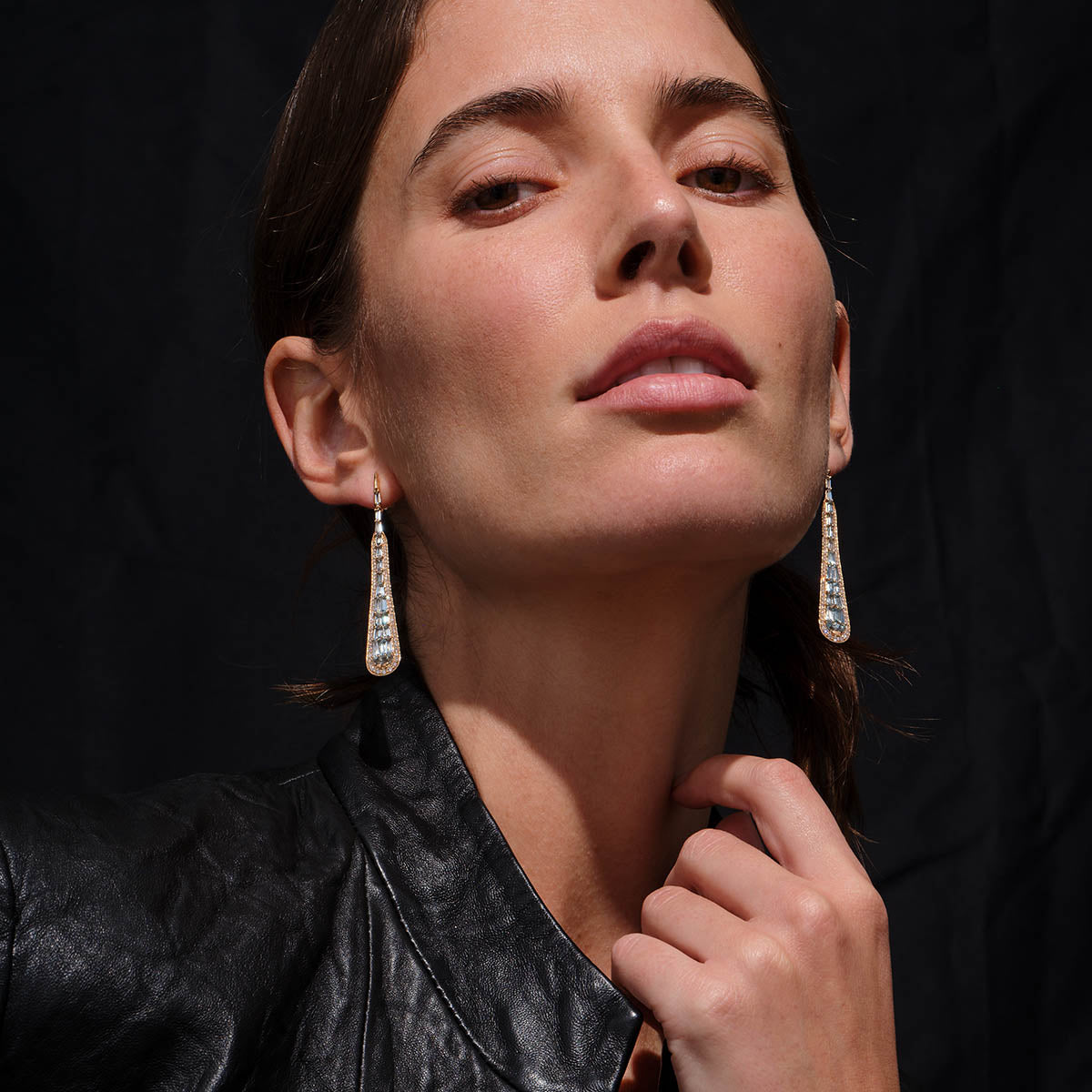 Large Oar Earrings - Aquamarine