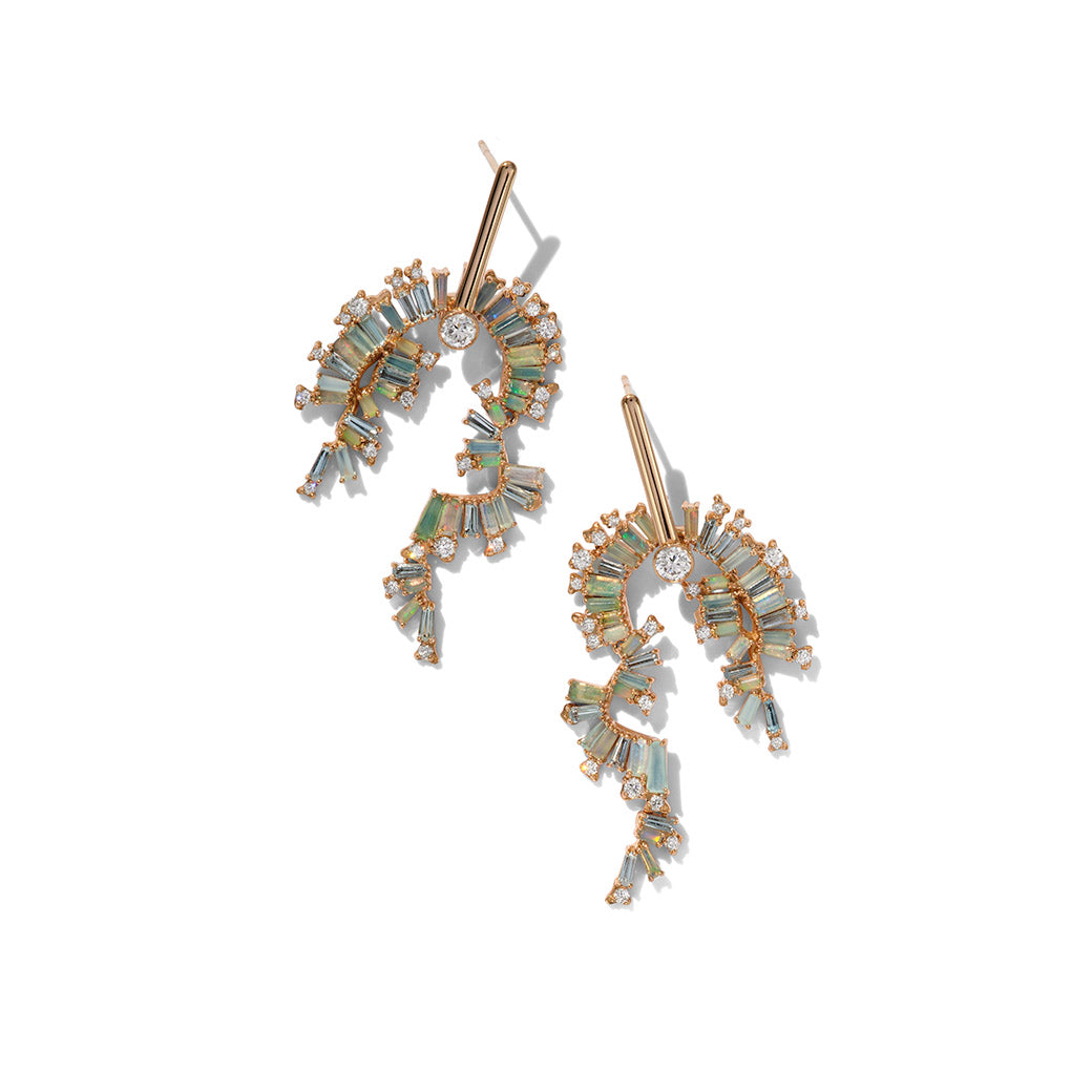 Draped Fringe Earrings - Ethiopian Opal