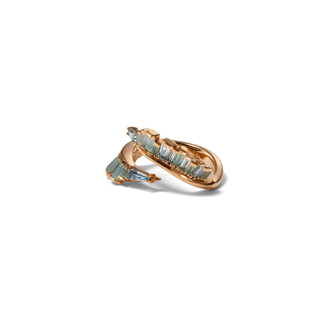 Ruched Open Coil Ring - Blue Peruvian Opal and Aquamarine