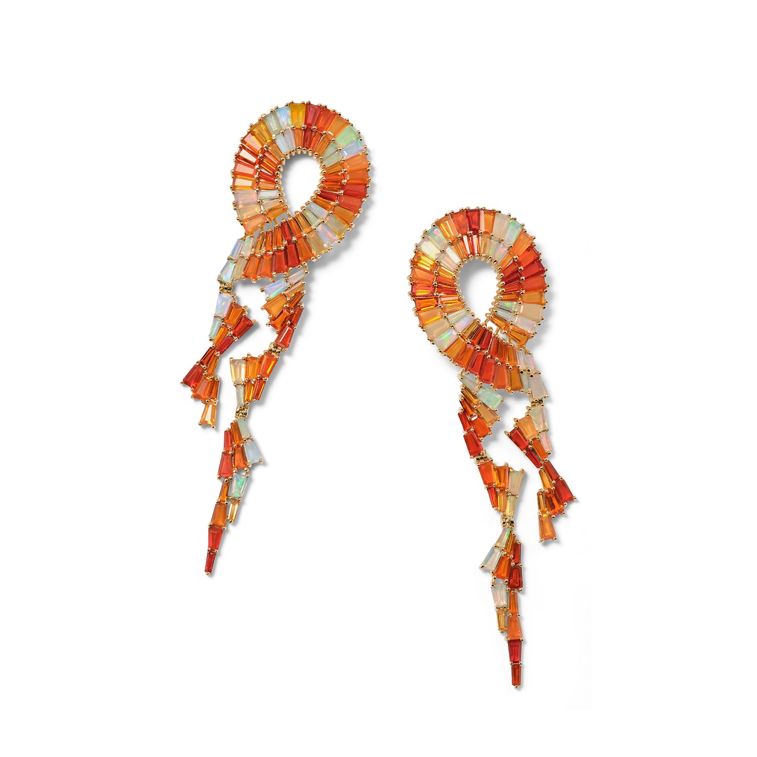 Paper Ribbon Earrings - Fire Opal