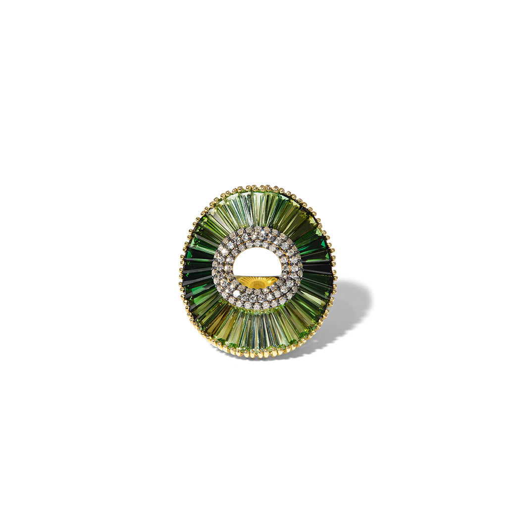 Sensu Pleated Collar Ring - Green Tourmaline