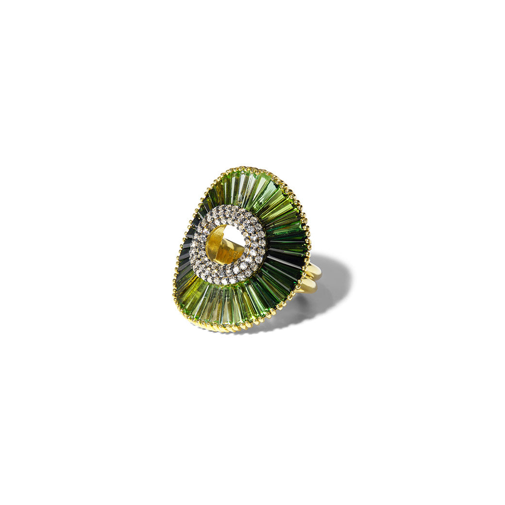 Sensu Pleated Collar Ring - Green Tourmaline