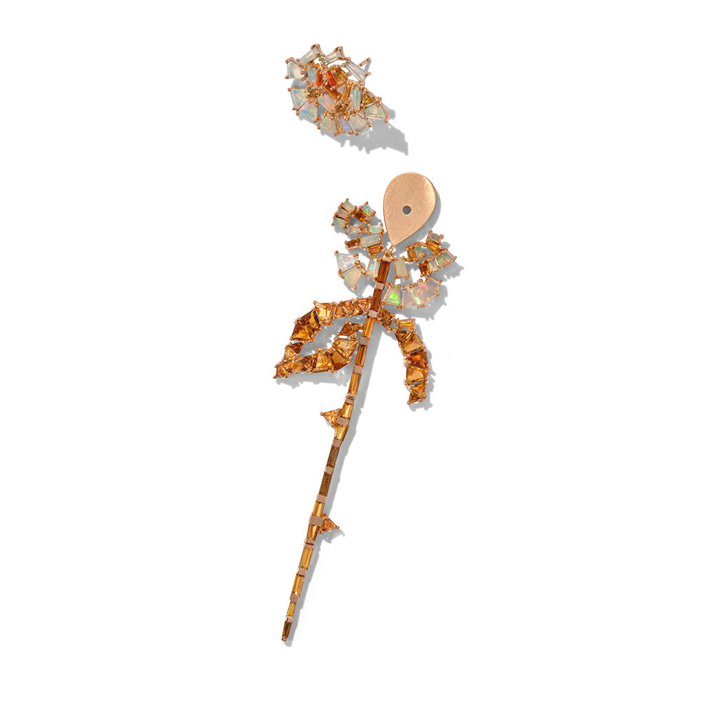 Rose and Stem Earrings - Golden Tourmaline