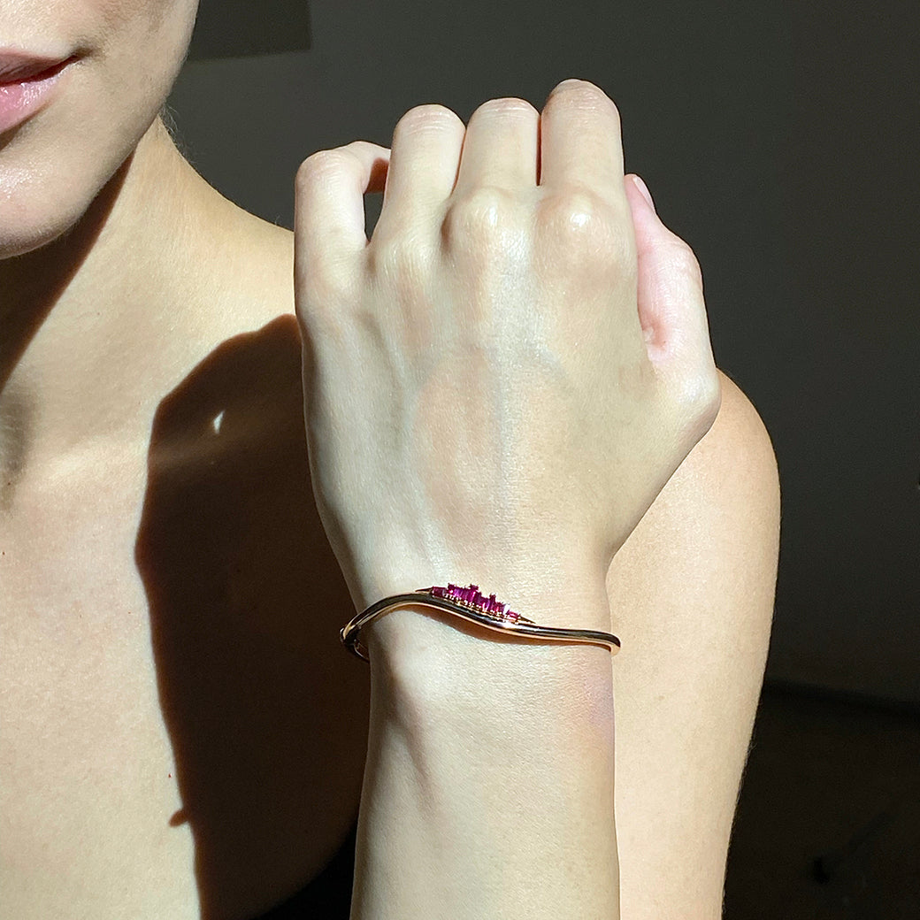 Ruby Twisted Ruched Cuff Bracelet