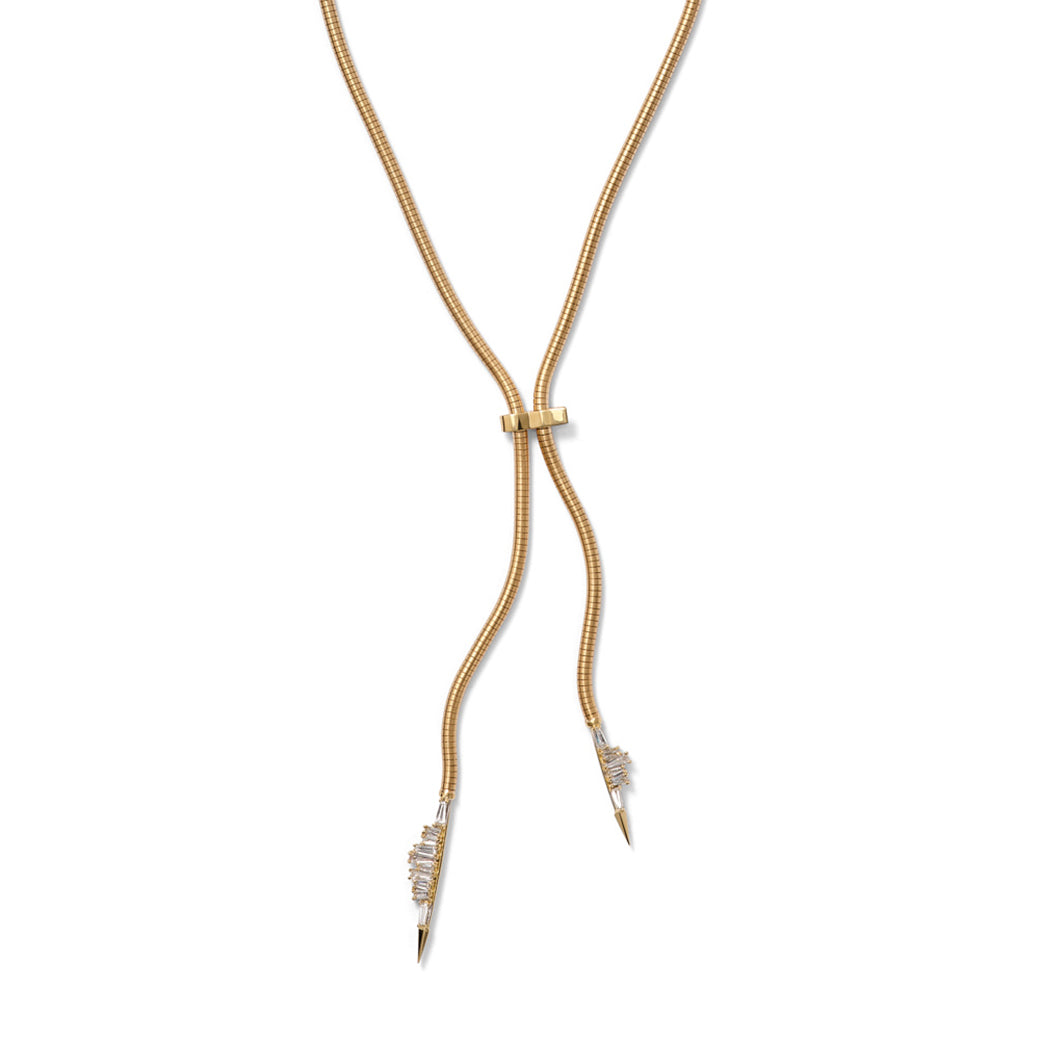 Ruched Bolo Necklace - Diamond with Clasp