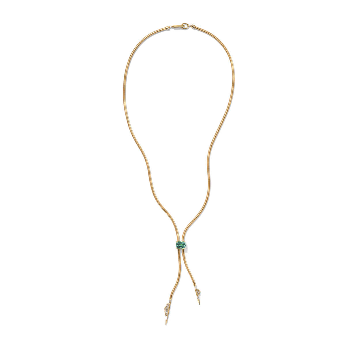 Ruched Bolo Necklace - Mint Green Tourmaline