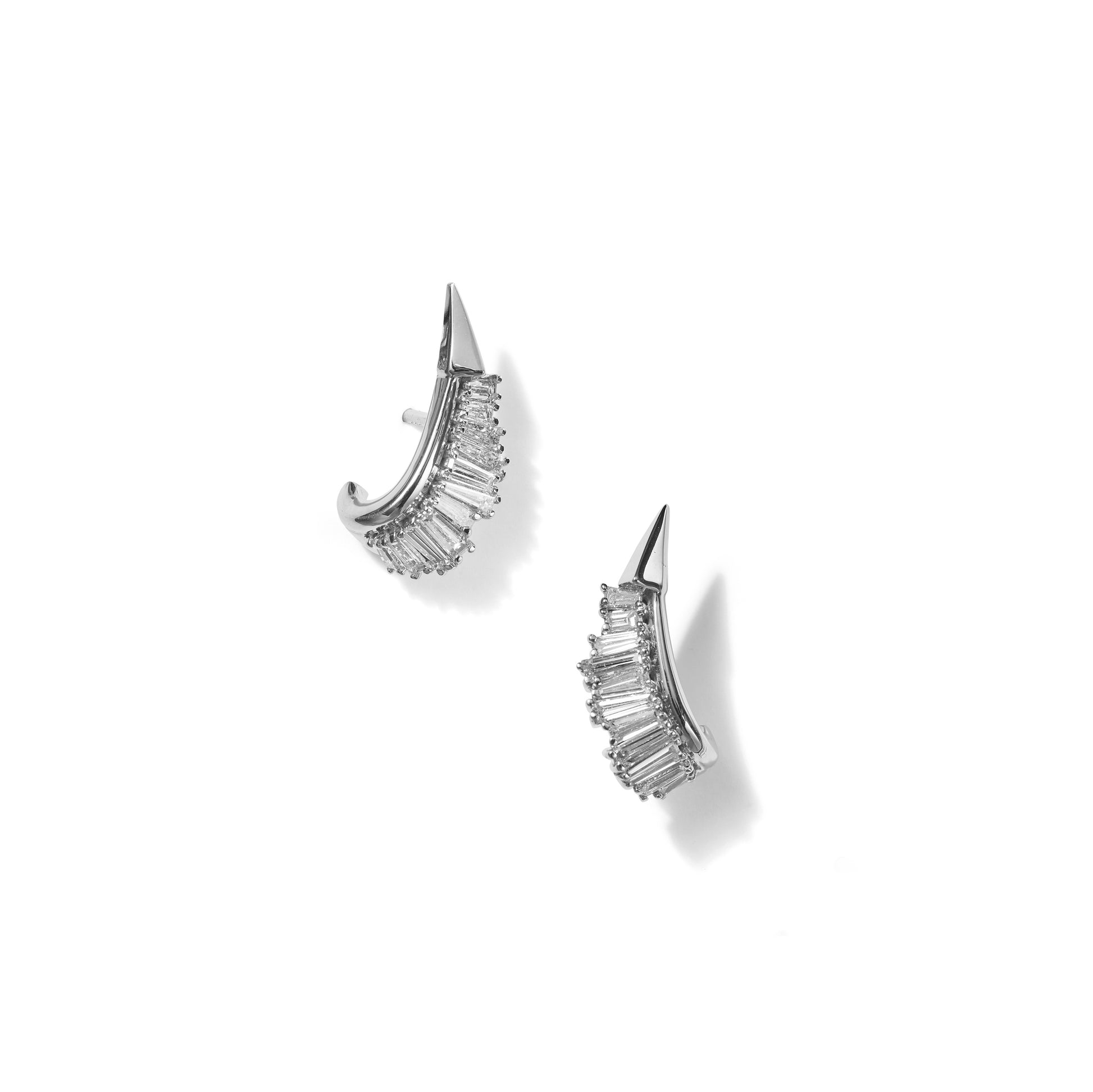 Ruched Ear Clips - Diamond set in 18k White Gold