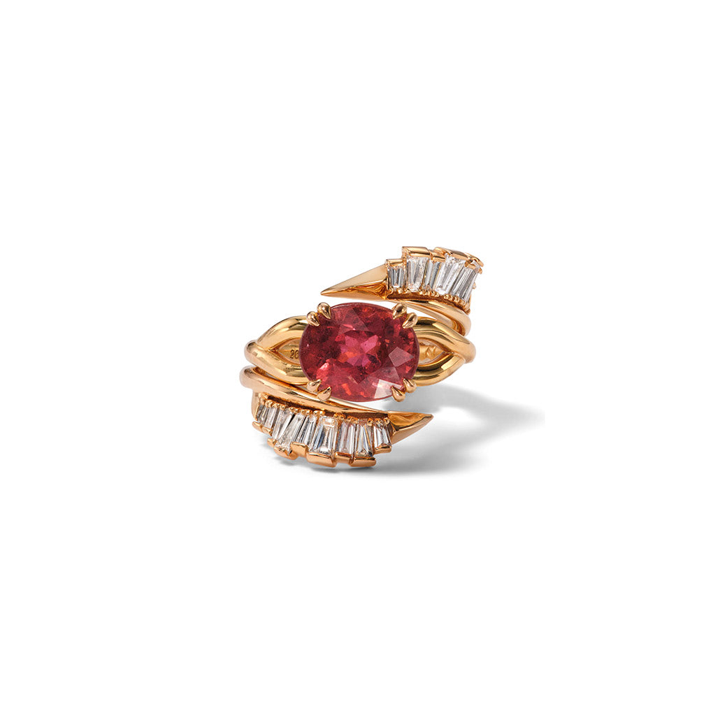 Fancy Pink Tourmaline Languid Solitaire Ring