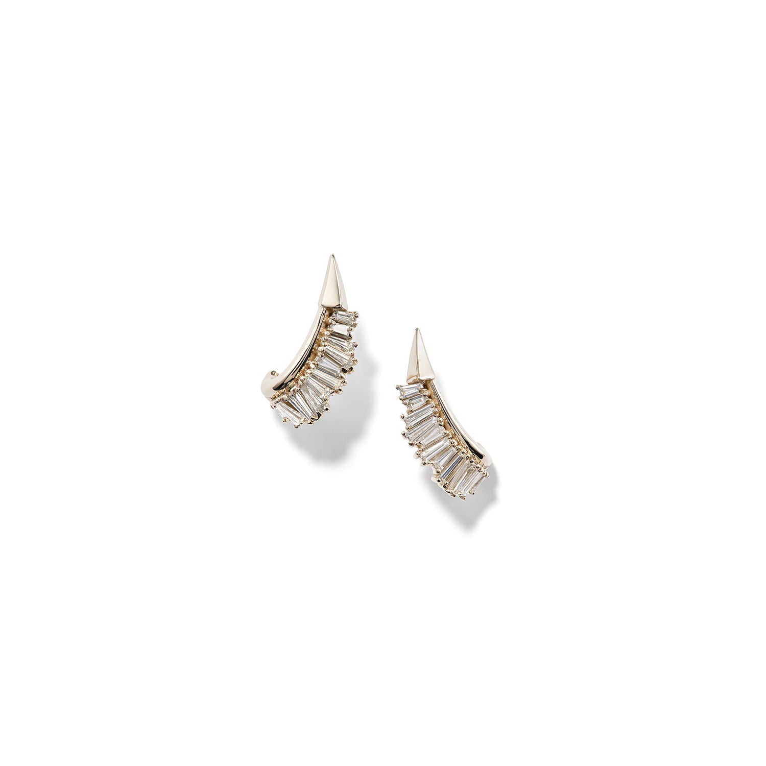 Ruched Ear Clips - Diamond set in 18k White Gold