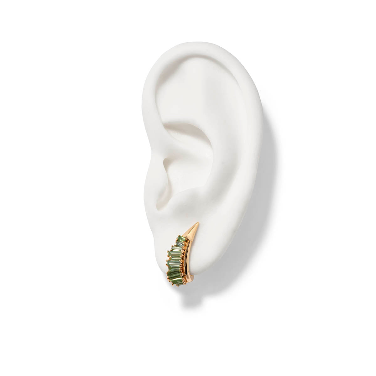 Ruched Ear Clips - Green Tourmaline