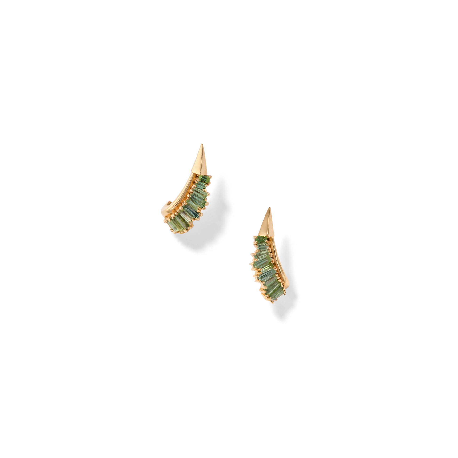Ruched Ear Clips - Green Tourmaline