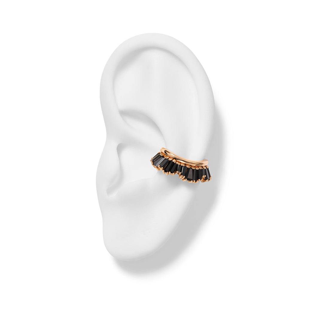 Ruched Ear Cuff - Black Spinel