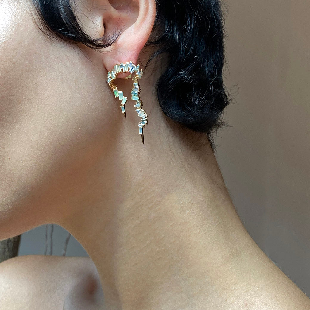 Ruffled Ear Lassos - Blue Peruvian Opal & Aquamarine