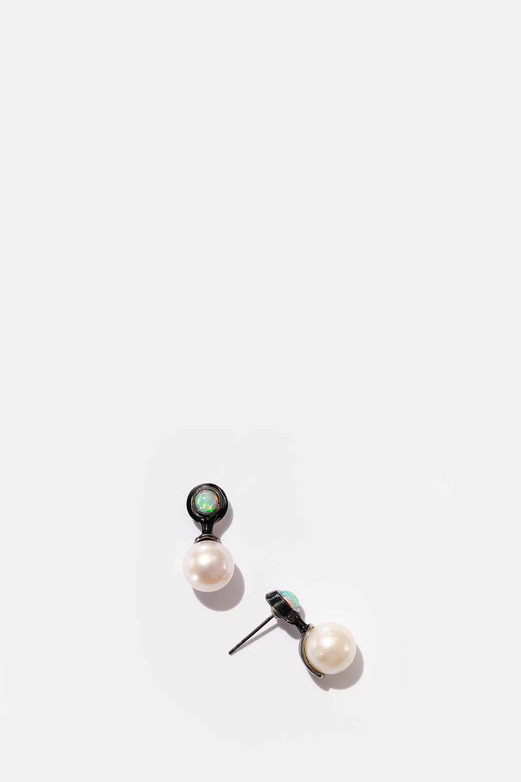 Sconce Earrings - Ethiopian Opal & Pearl