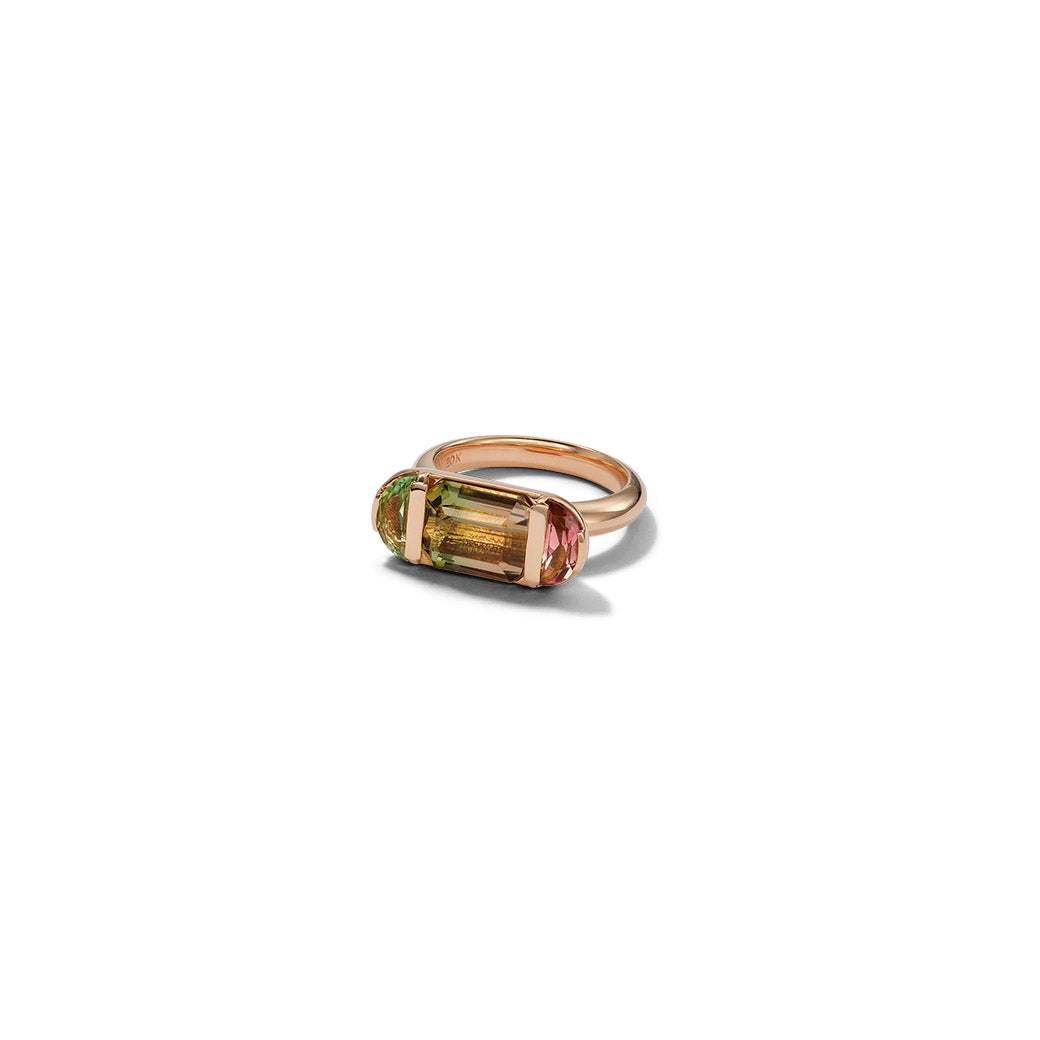 Seed Ring - Bi-color Green Tourmaline & Pink Tourmaline