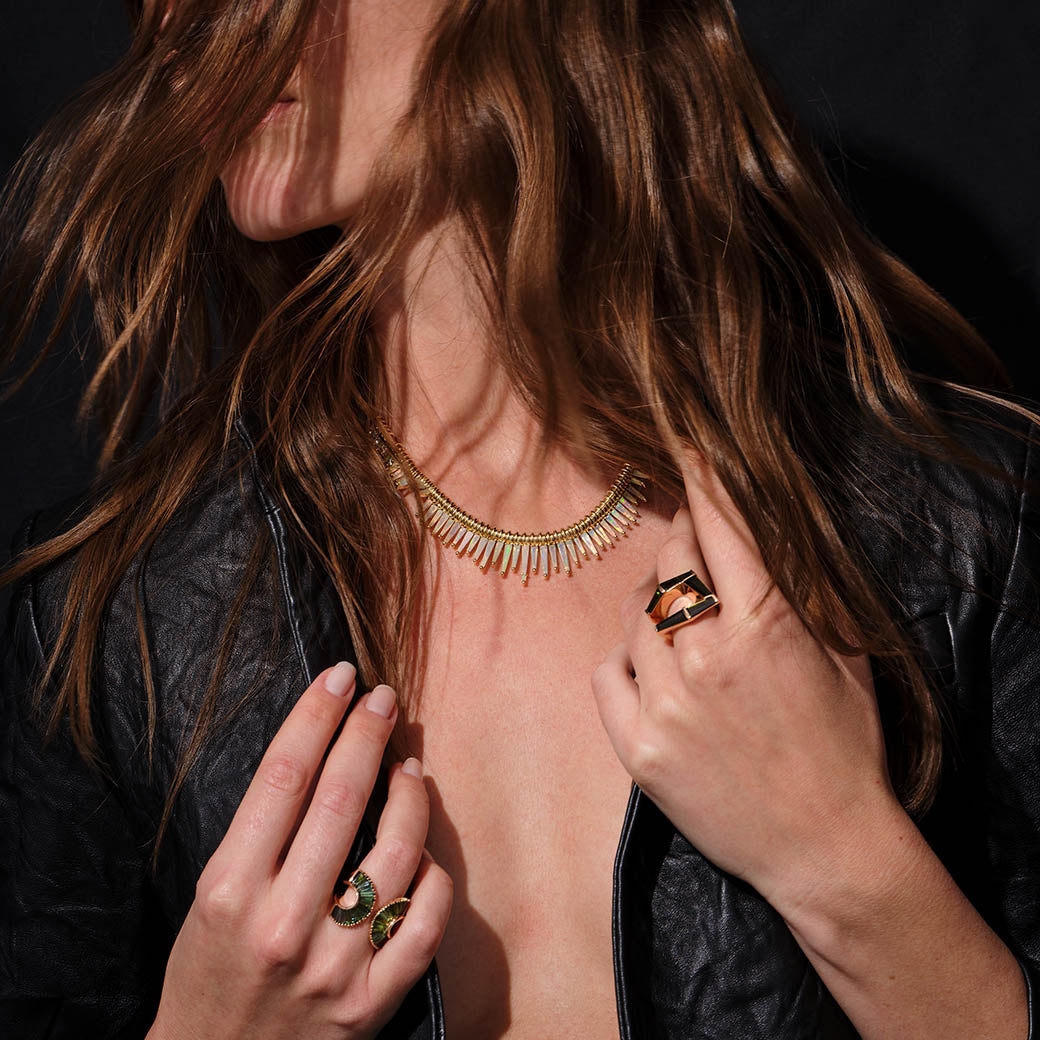 Serrated Riviere Necklace - Ethiopian Opal