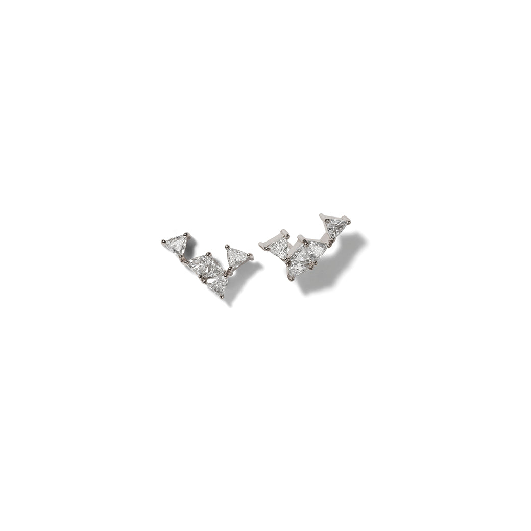 Shark's Tooth Studs - Diamond, White Gold