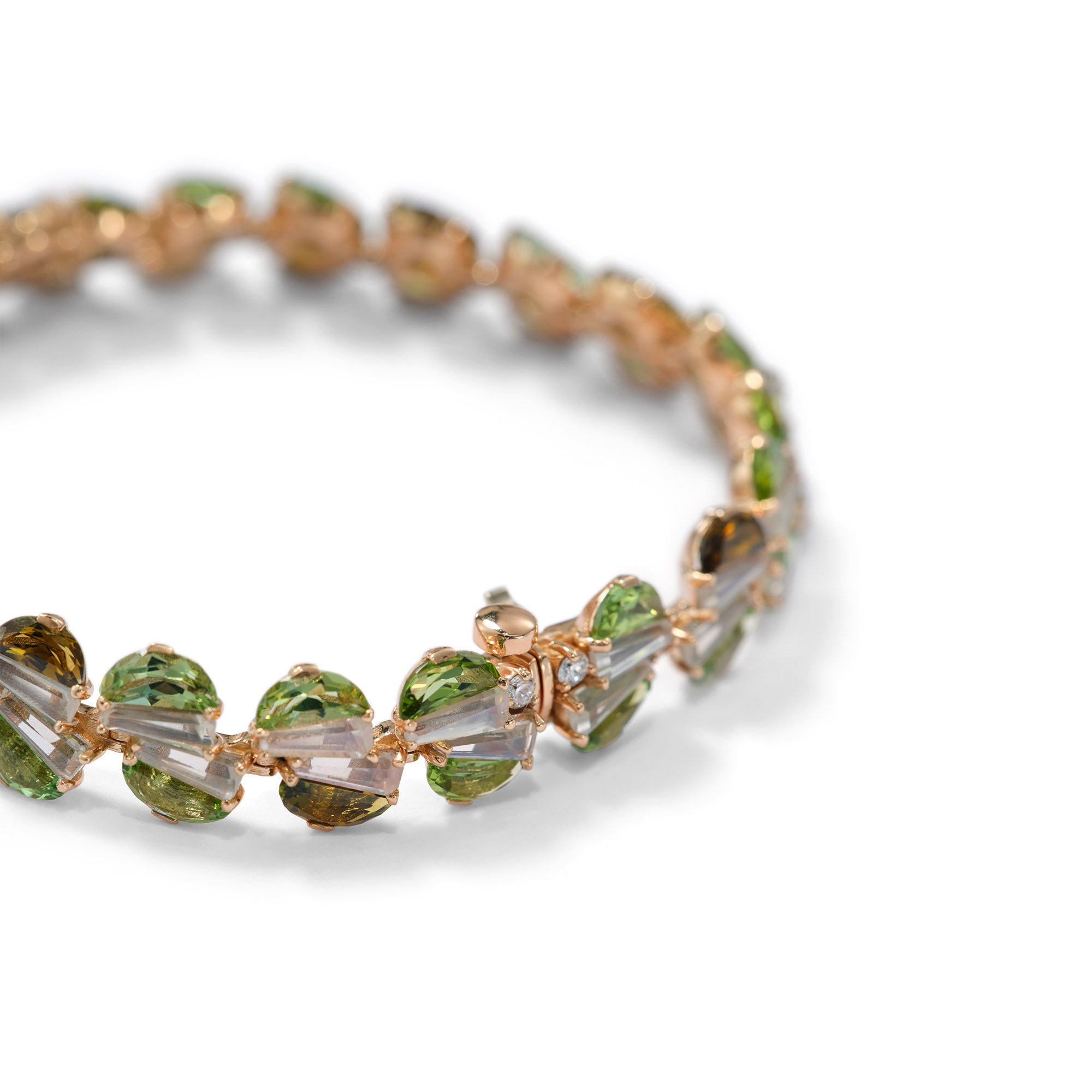 Shirred Tennis Bracelet - Green Tourmaline