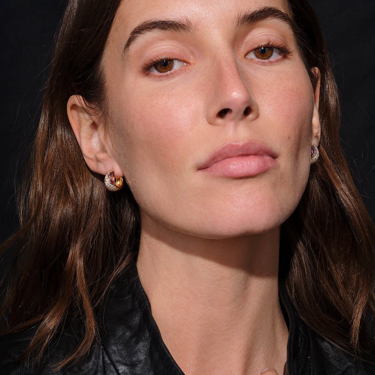 Side Eye Hoops - Pink Tourmaline