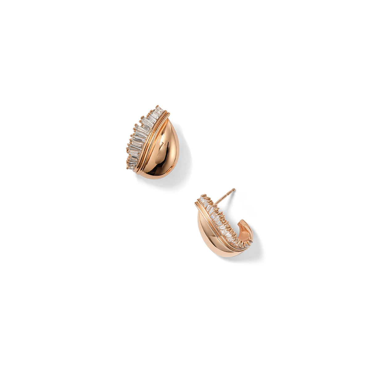 Side Ruched Teardrop Hoops - Diamond