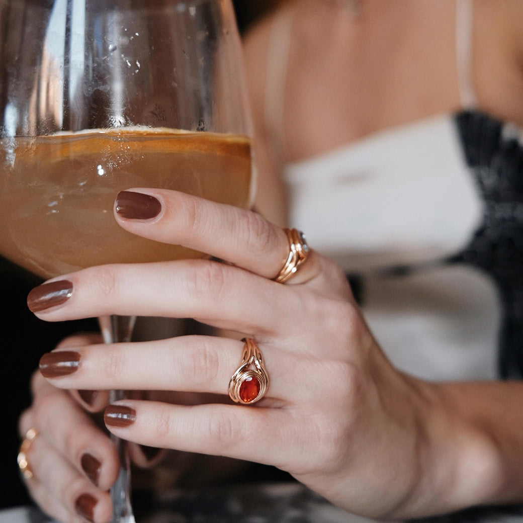 Seed Signet Ring - Fire Opal
