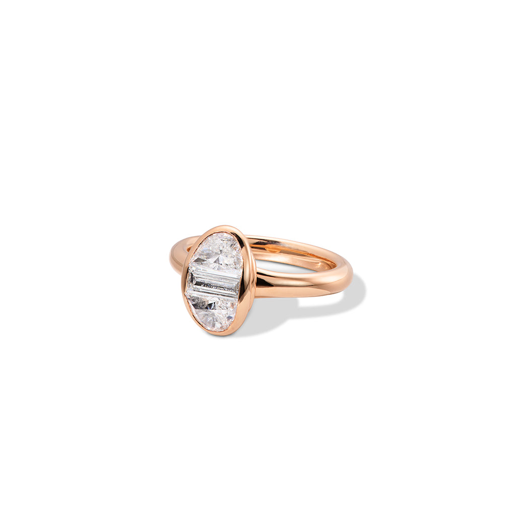Sleeping Oval Solitaire Ring Diamond