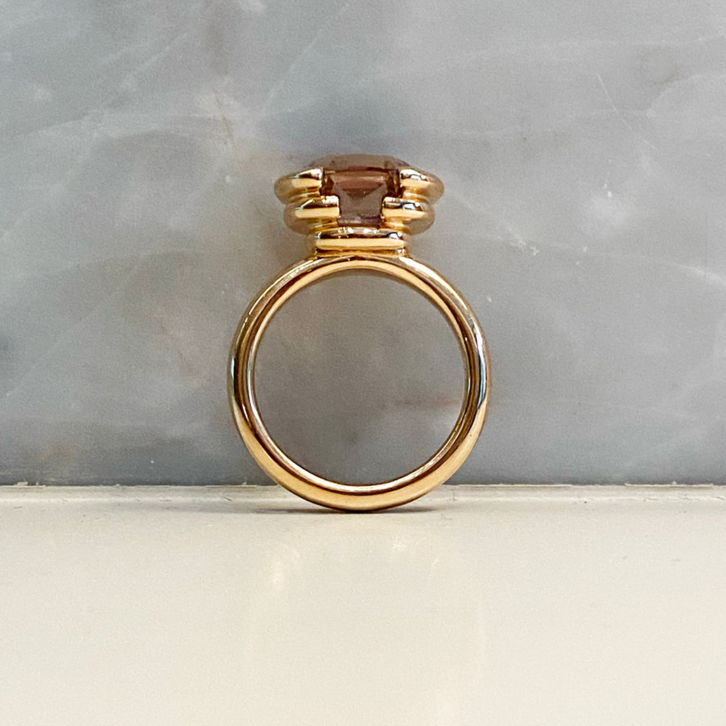 Pink Tourmaline Fenestra Stacked Solitaire Ring