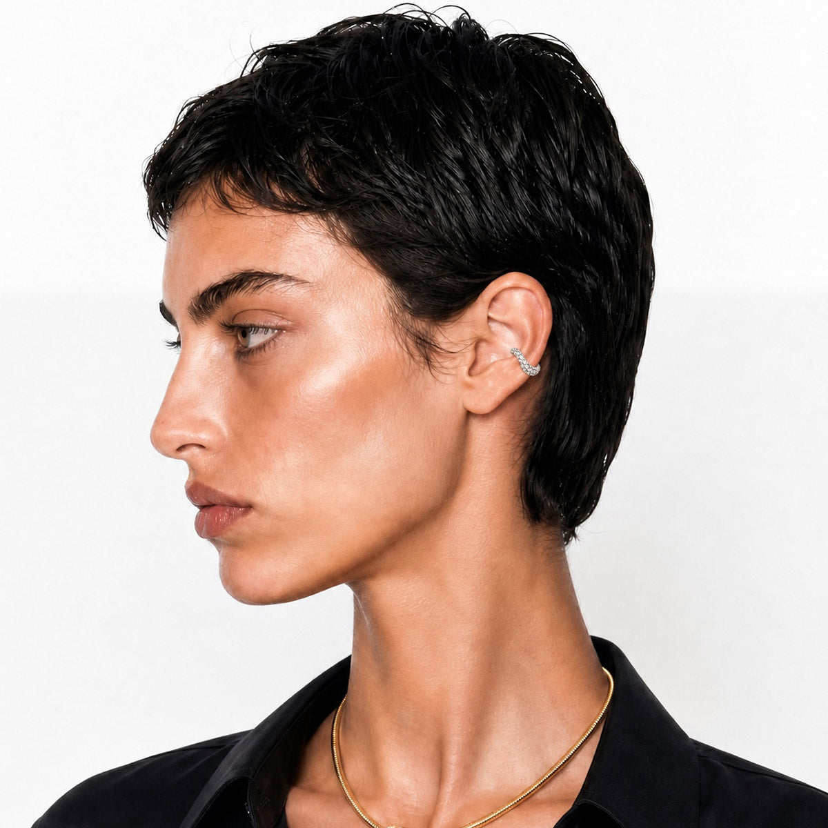 Encrusted Swoop Ear Cuff - Diamond