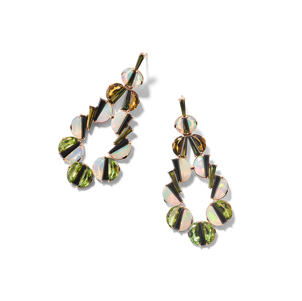 Torero Earrings - Green Tourmaline and Ethiopian Opal