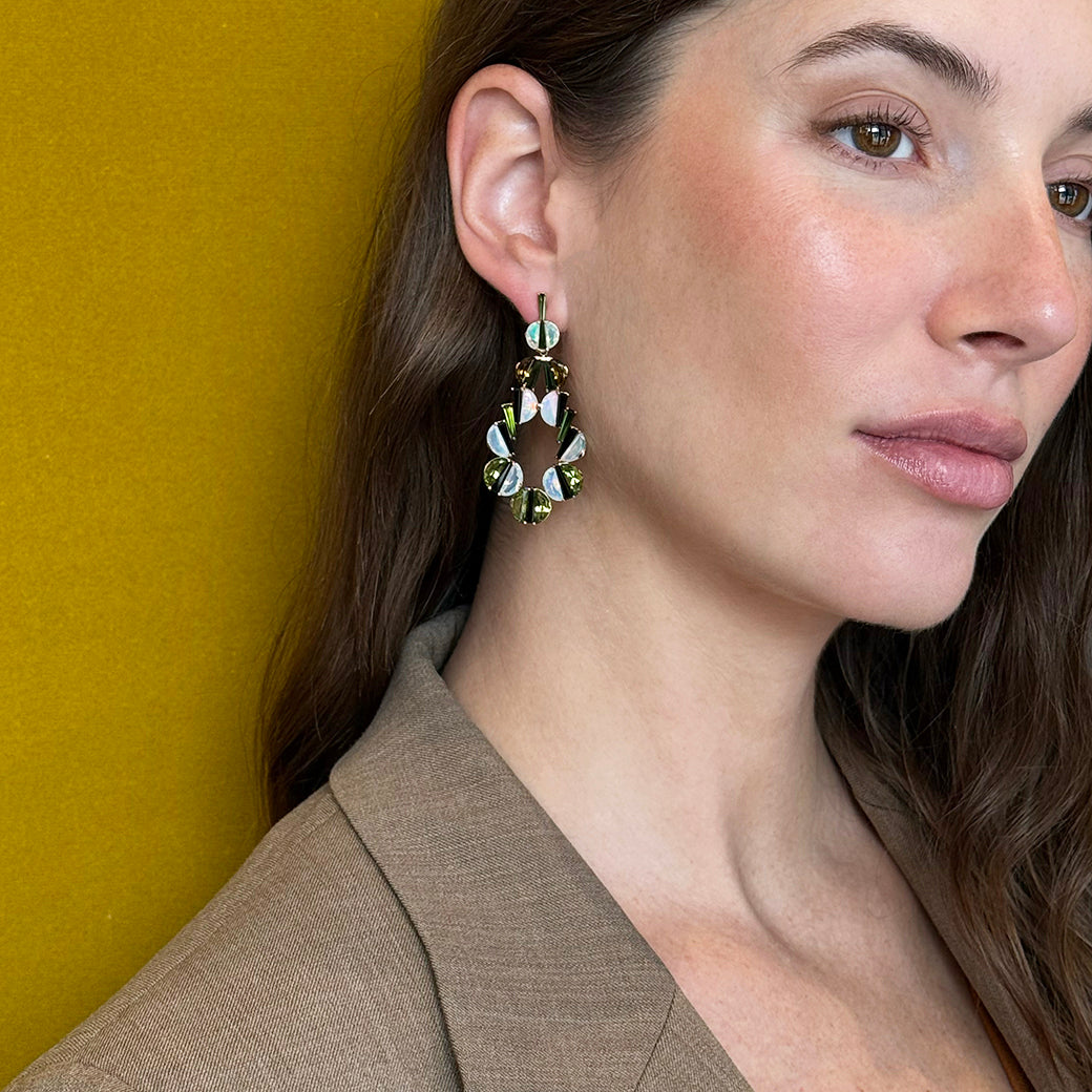 Torero Earrings - Green Tourmaline and Ethiopian Opal