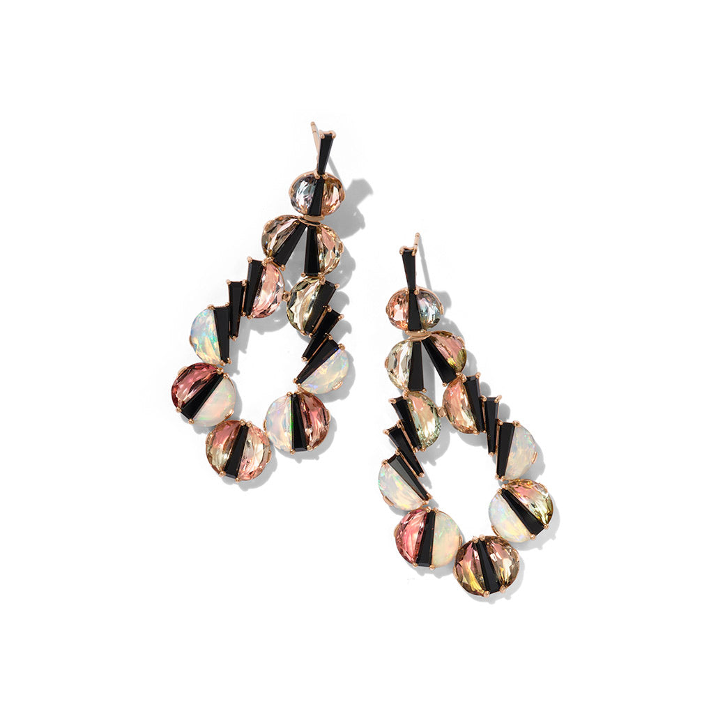 Torero Earrings - Bi-color Tourmaline and Black Spinel