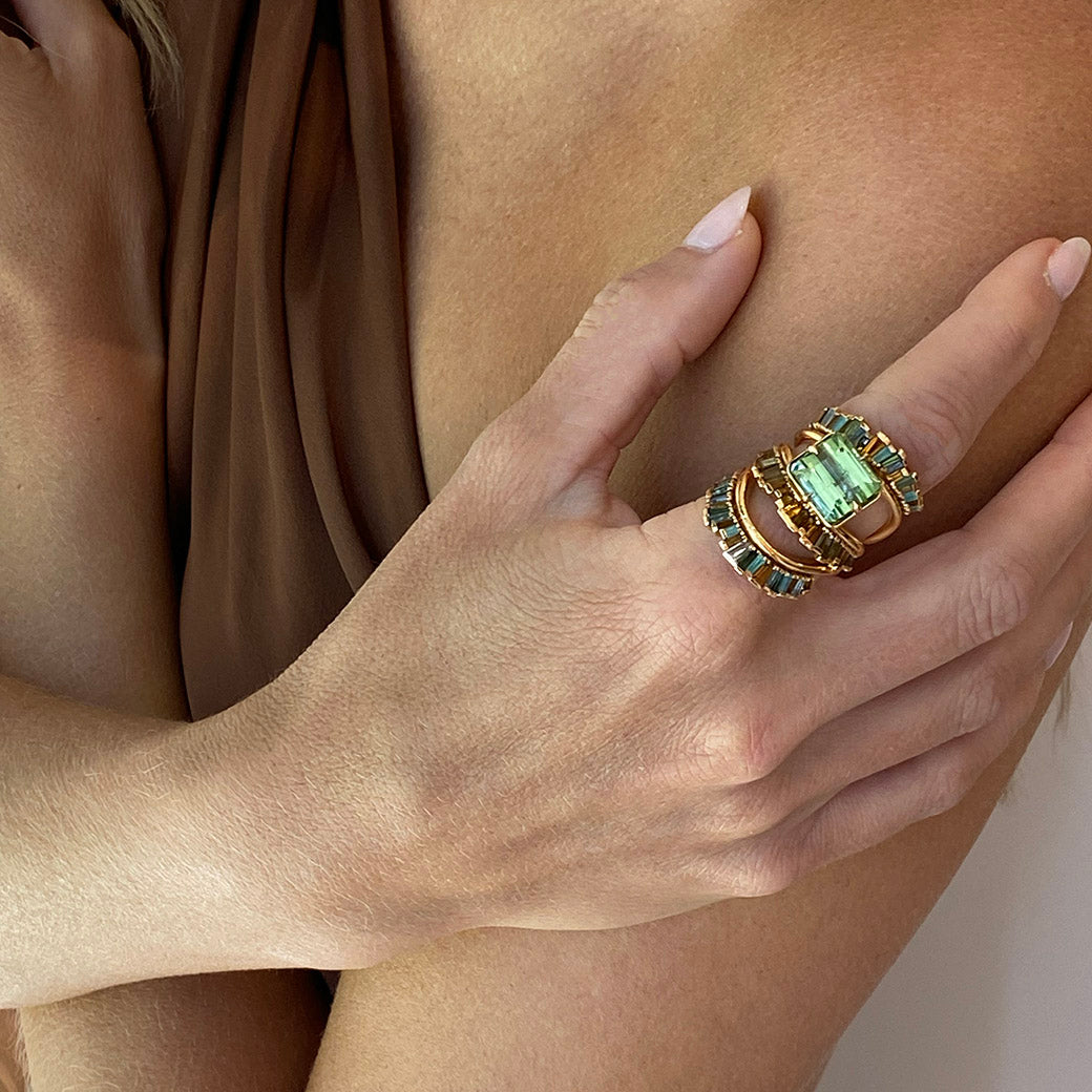 Crown & Head Ring - Green Tourmaline