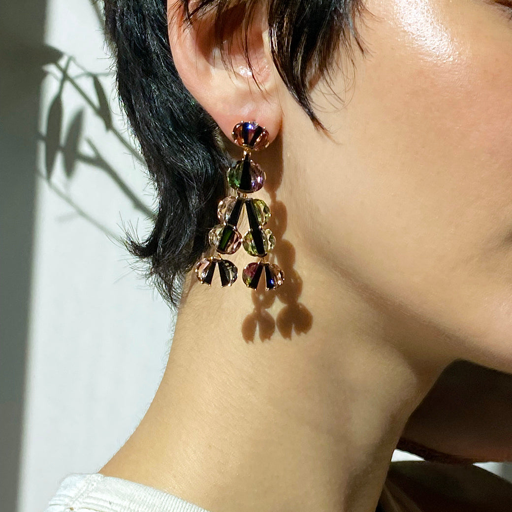 Tuft Earrings - Bi-Color Tourmaline & Black Spinel