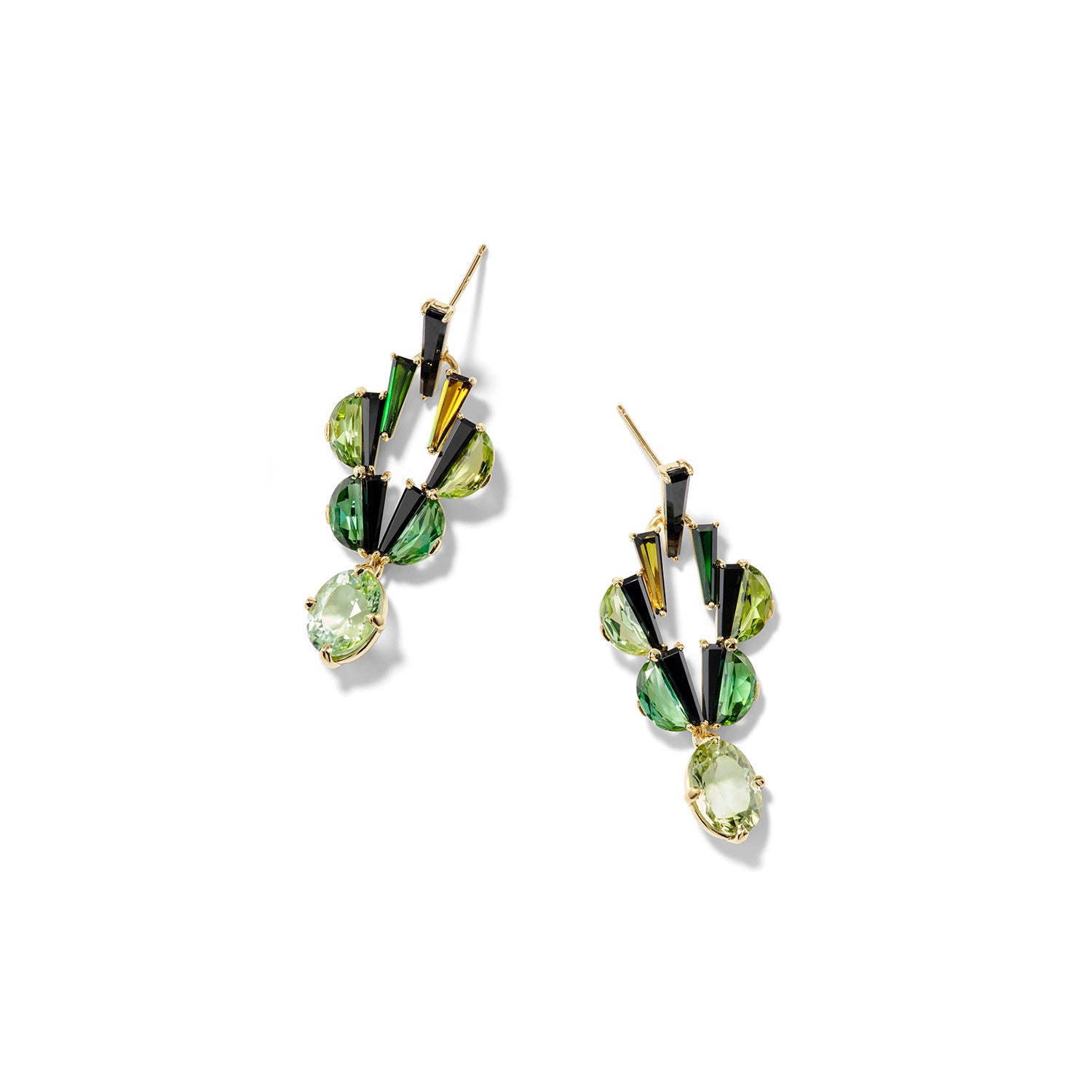 Tuxedo Earrings - Green Tourmaline & Black Spinel