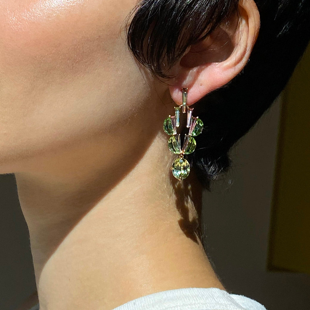 Tuxedo Earrings - Green Tourmaline