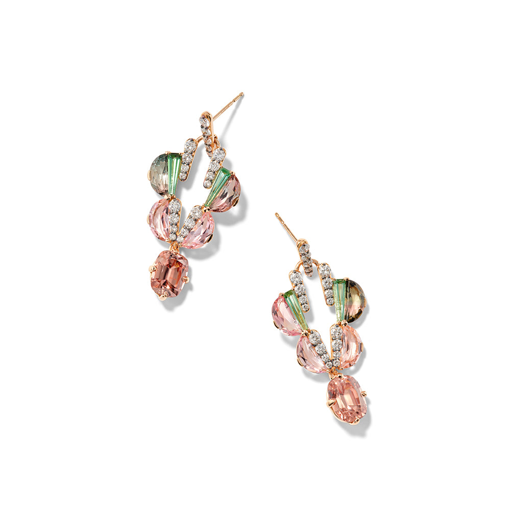 Tuxedo Earrings - Pink Zircon and Tourmalines