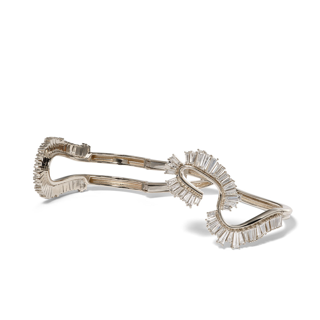 Loop and Fringe Cuff Bracelet - 18k White Gold