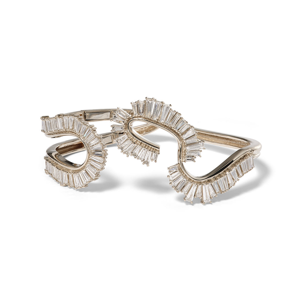 Loop and Fringe Cuff Bracelet - 18k White Gold