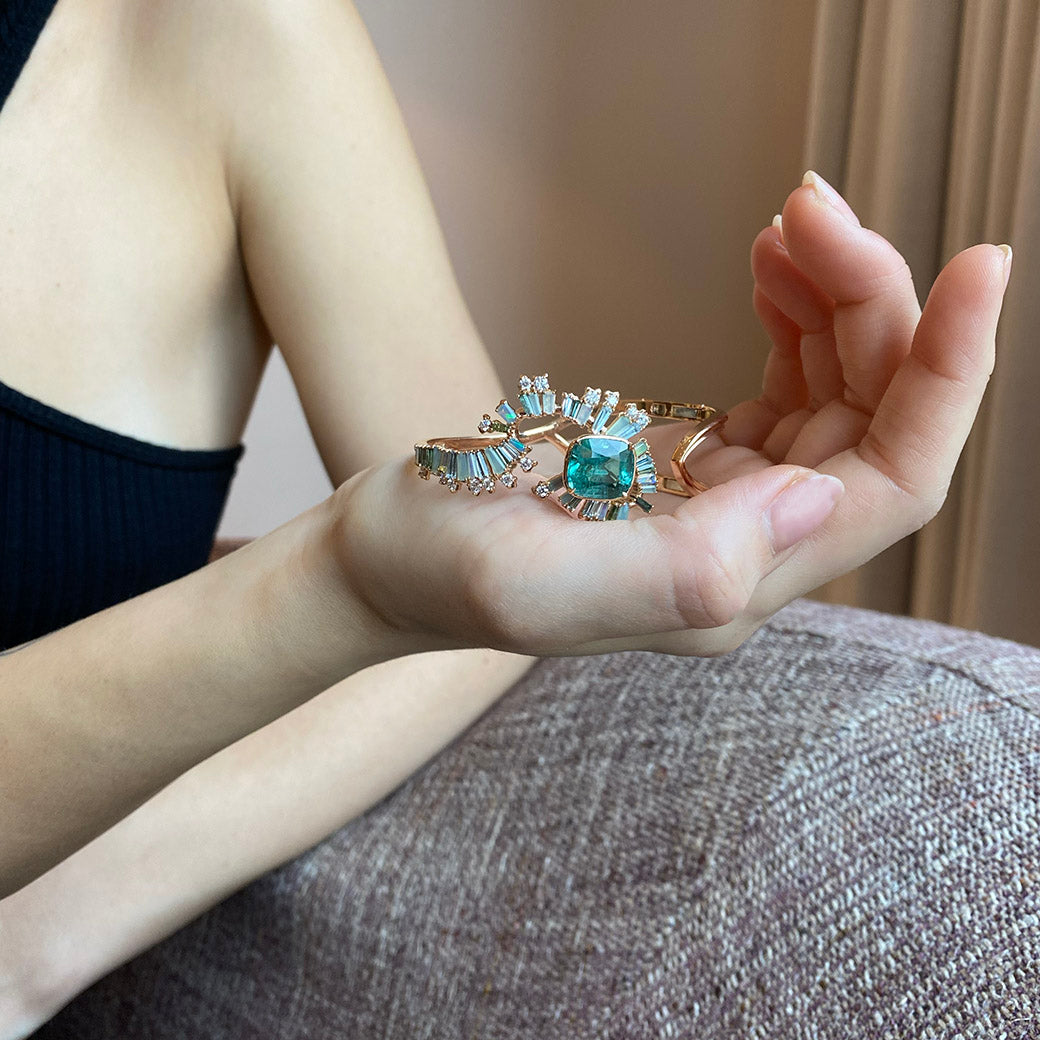 Solitaire Fray Open Cuff Bracelet